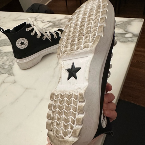 girls platform leather converse chuck taylor all star HI lugged lift - Picture 3 of 5